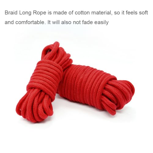 Cuerda de algodón suave trenzado de alta densidad rojo de 8 mm 5