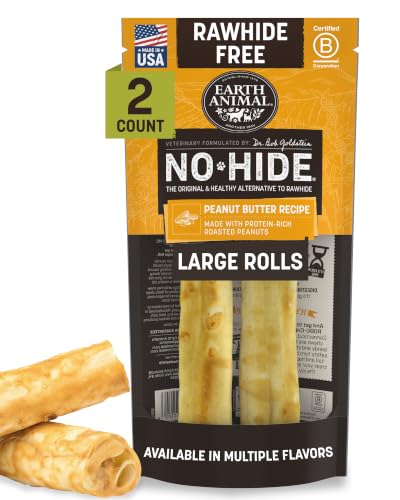 Earth Animal No Hide Dog Chews - Rawhide Free Large 2 Count Peanut Butter