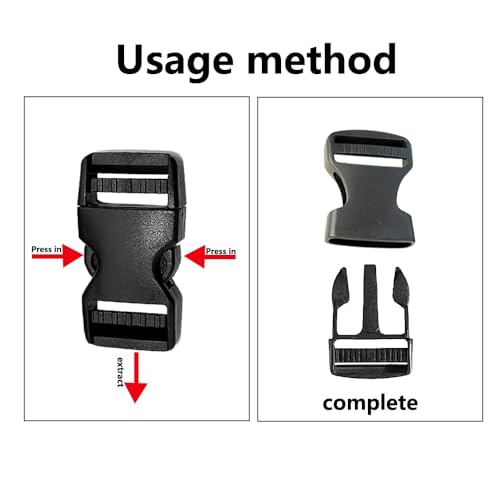 Aeuezxx Steckschnallen, 4 Stück Plastik Steckschnallen, 25 mm Schnellverschluss-Schnallen, Seitliche Schnallen, Rucksackschnalle, Verstellbare Kunststoff-Schnallenclips