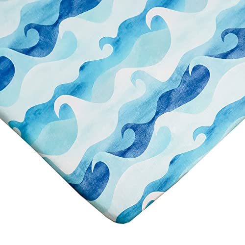 Image of Ocean Wave Fitted Crib Sheet, Made from Viscose from Bamboo and Spandex Material, Fits Standard Crib and Toddler Mattresses, by Florida Kid Co.