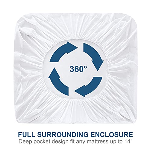 Full Size Mattress Protector Waterproof, Full Size Mattress Cover Breathable Cotton Terry With Waterproof Tpu Layer Fitted 14'' Pocket, Noiseless Cotton Terry Mattress Cover Full Size #TOP4