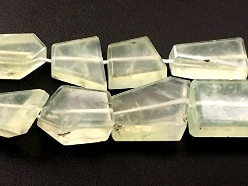 LKBEADS 1 sznur naturalnych koralików z prehnitu, jednokolorowych koralików w kształcie prehnitu, 11-26 mm długości 18 cm