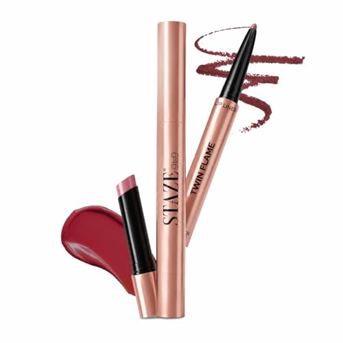 Image of Staze Twin Flame 2-in-1 Lipstick + Lip Liner Duo | High-shine Long Lasting Glossy Lipstick | Smooth Transfer-proof Matte Lip Liner | Perfectly Complementing Lip Combo | 06 Love Language | 2g