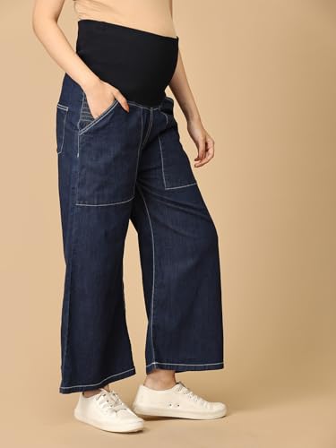 Image of The Mom Store Maternity Jeans for Women | Stretchy & Comfortable Denim Pants | Breathable & All-Day Comfort | Pre and Post Pregnancy Wear for New Mom Pant