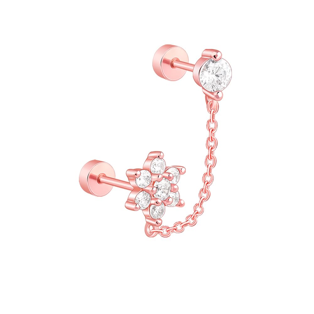 giva 925 Silver Rose Gold Fiona Ear Double Piercings| Studs to Gift Women & Girls | With Certificate of Authenticity and 925 Stamp | 6 Months Warranty-picture-14