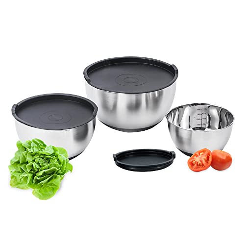 Coninx® Lot de 3 saladiers en Acier Inoxydable | 3 Bol de Pâtisserie en métal | en Acier Inoxydable Grand Moyen et Petit Format Cover