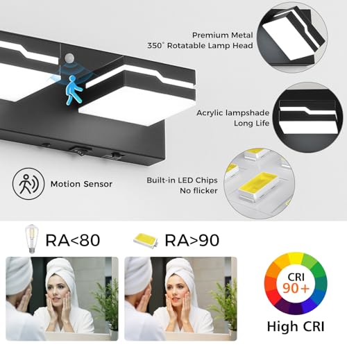 Image of 5-Light LED Bathroom Vanity Light, 32-Inch Matte Black