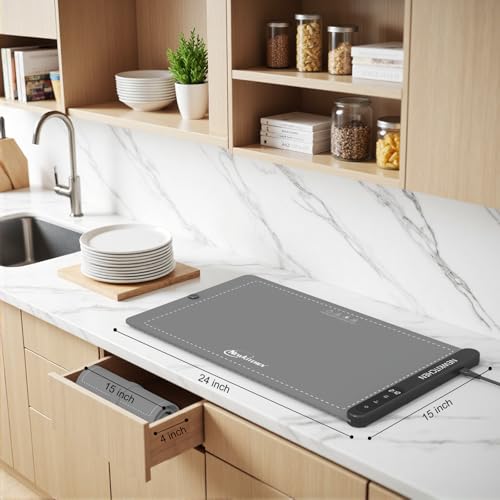 Image of NEWKITCHEN Warming Mat for Food, (XL 24 inchx15 inch) Food Warming Mat for Parties Buffet 6 Temp 6 Hour Settings Upgrade Graphene Fast Full Surface Heating -Versatile Food Warmer for Gatherings, Parties
