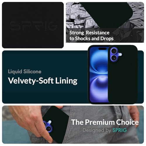 Image of SPRIG Compatible with iPhone 16 Premium SilkTone (Liquid Silicone) Back Cover Drop Tested Shock Proof Mobile Case for Men, Women, Boys and Girls with Camera Protection (Dark Green)
