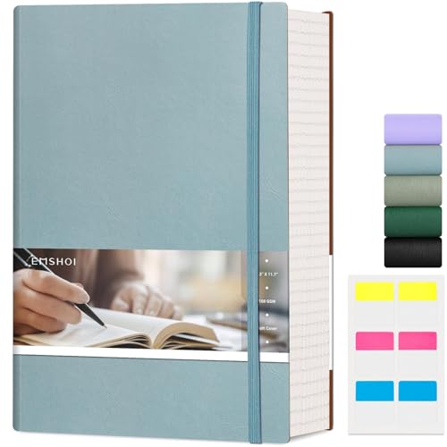 Carnet de notes A4 anti-bavure EMSHOI avec couverture souple grise
