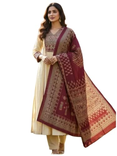 Image of GoSriKi Women's Rayon Straight Printed Kurta Set with Pant & Dupatta | Stylish Women's Kurti Set | Ethnic Wear Suit Set for Women | Daily Kurta Pant Set with Dupatta