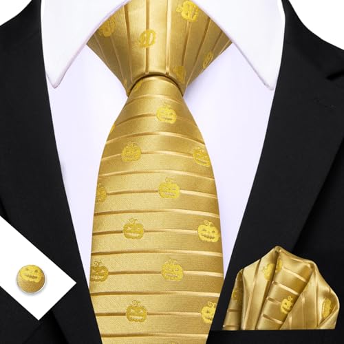 Image of Barry.Wang Man Tie Sets Skull Ties Animal Extra Long Necktie Silk Woven Handkerchief Cufflinks Festival Party Gift