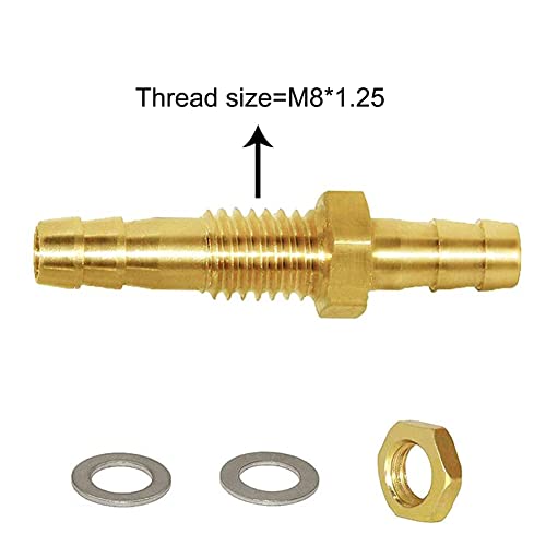 Joywayus 1/4'' Hose Barb Thru-Bulk Head Hex Union Brass Fitting With Flat Washer Gasket Water/Fuel/Air #TOP2