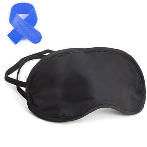 SODIAL 100% Polyester Eye Mask/Sleep Mask with Polyester Floss Filling-Black +Free Cable Tie