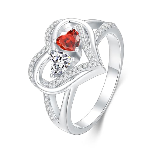 Birthstone Rings Heart Rings Engagement Wedding Promise Ring Anniversary Christmas Valentine Mothers Day Birthday Gifts for Women Wife Her Girlfriend