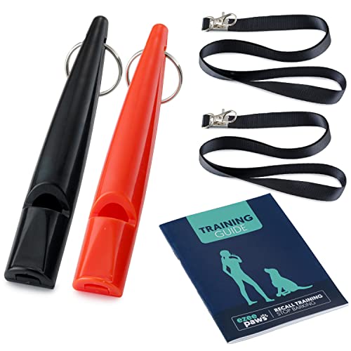 Ezee Paws Professional Dog Whistle for Recall Set of 2 with Lanyards
