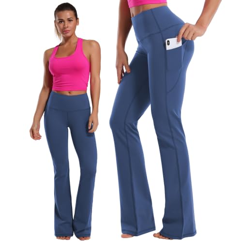 Image of BUBBLELIME Women Out Pockets High Waist Bootlegs Tummy Control Yoga Flared