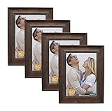 DECANIT 5x7 Picture Frames Rustic Distressed Brown Wood Pattern High Definition Glass for Table Top