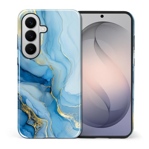 Coque Samsung S26 Plus marbre bleu en silicone TPU antichoc et PC rigide