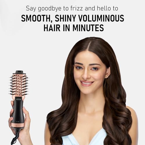 VEGA Litstyle L3 Volumizer Hair Blow Dryer Brush With 3 Heat/2 Speed Settings, 360° Airflow Vent, 3 in 1 Compact Hot Air Brush For Women, Tourmaline Ceramic Coated Barrel, 500 Watts, (VHSD-03) view 2