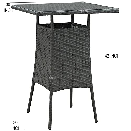 Image of BRISHI Outdoor Bar Set Garden Patio Bar Set 1+4 4 Chairs and Table Set Balcony Bar Table with Stool Set (Black)