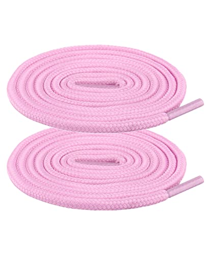 Xiang Ru Cordones redondos de 5 mm de color sólido – 1 par de cordones duraderos de repuesto antideslizantes para botas de trabajo, senderismo, botas y zapatos, #Q Rosa, L