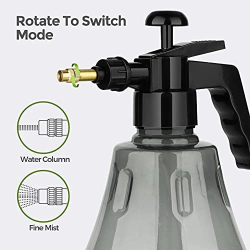 T4U Plant Mister Spray Bottle, 1.5L Pressure Plant Mister with Top Pump, Fine Mist Sprayer for Plants, Watering Can with Adjustable Nozzle for Indoor Outdoor Gardening and Cleaning Solution - Grey