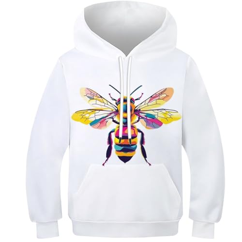 Sweat à capuche garçon en molleton chaud avec grande poche et motif animaux 3D coloré