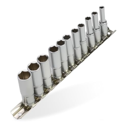 11 Stück Sechskant Steckschlüssel Satz, 1/4 Zoll steckschlüsselsatz Stecknüsse Einsatz Schraubenschlüsse Satz Steck Nuss Stecknuss Set für Elektro und Gartenwerkzeuge sowie für Kfz und mechanische Rep