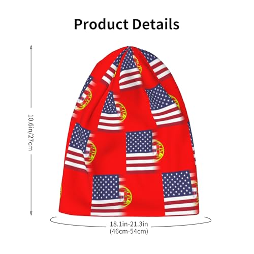 American Flag and Portuguese Flag Kids Leisure Elastic Knitted Hat Junior Large Size Knit Cap Child Beanie Black2