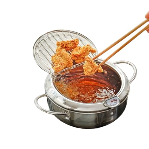 RENJJPBO Stainless Steel Deep Fryer, 3.2L, Accurate Temperature Control, Universal and Easy-to-Clean Design for Gas, Electromagnetic and Electric Stoves, Suitable for Home Kitchens