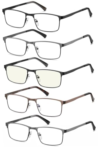 EYECEDAR 5-Pack Reading Glasses for Men Metal Frame Spring Hinges with Computer Readers 2.50