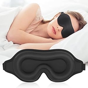 3D ademend slaapmasker voor mannen en vrouwen, zijslapers om te slapen, glad, huidvriendelijk, verkoelend zijde, lichtblokkerend oogmasker, verstelbare oorbanden, reizen, dutje (zwart)