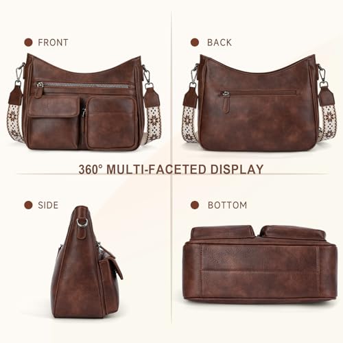 Crossbody Bags for Women Trendy Vegan Leather Crossbody Purse Shoulder Handbags Multiple Pockets Hobo Bag Ladies3