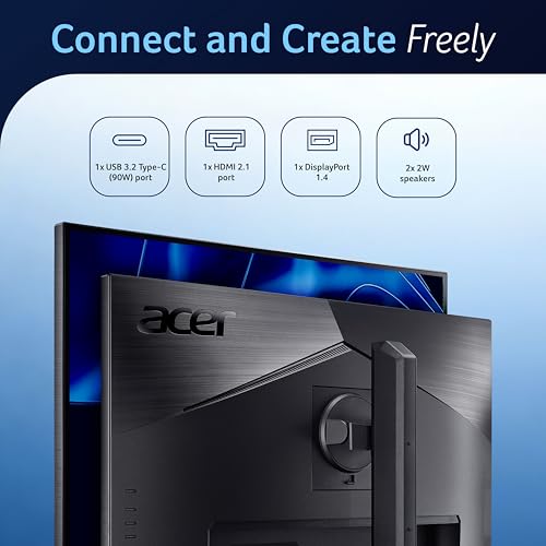 Image of acer Vero CB272K L2 27 Inch 4K UHD (3840x2160) IPS Monitor | USB-C 90W PD | HDMI /DP | HDR10 | 95% DCI-P3 | ErgoStand Tilt /Swivel /Pivot /Height | FreeSync | PIP /PBP | TUV Eye Care | DFR I Speakers