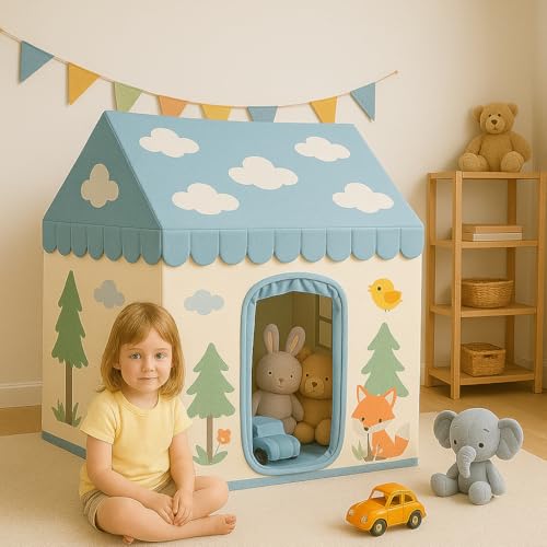 Image of XEMOX, Light Weight Kids Play Tent House - Fun, Foldable, and Durable for Indoor & Outdoor Toys for 3 to 10 Year Old Kids (Blue Sky)