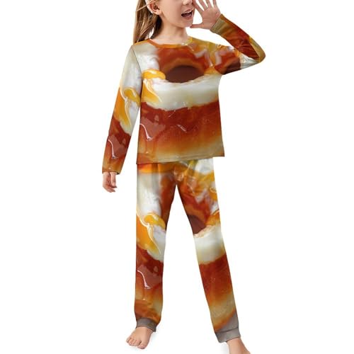 Cheese-Doughnut FoodChildren's Pajama Set Round Neck Long Sleeve Top + Pants Two-piece Set120CM