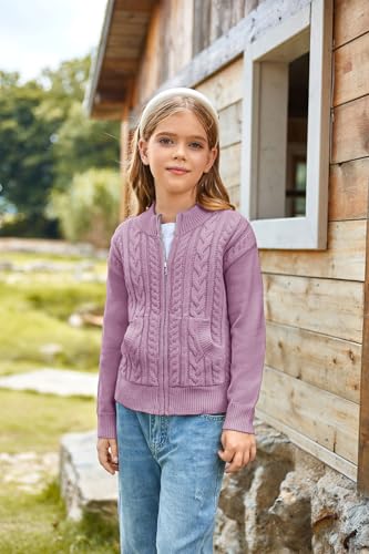 Image of GRACE KARIN Girls Knit Cardigan Sweater Zip Long Sleeve Kids School Uniform Fall Jacket Size 6-14