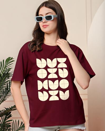 Image of Women's Half Sleeve Oversize Tshirt Graphic Printed Round Neck T-Shirts for Women