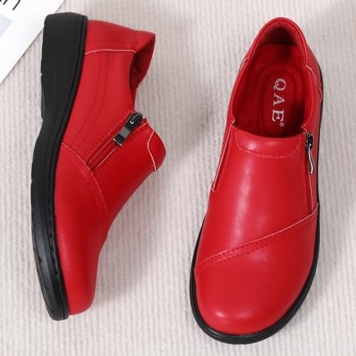 Image of QAE Loafers for Women Comfort Women's Penny Loafers with Zipper Orthopedic Lightweight Slip-On Flats Casual Work Dressy Walking Business Shoes