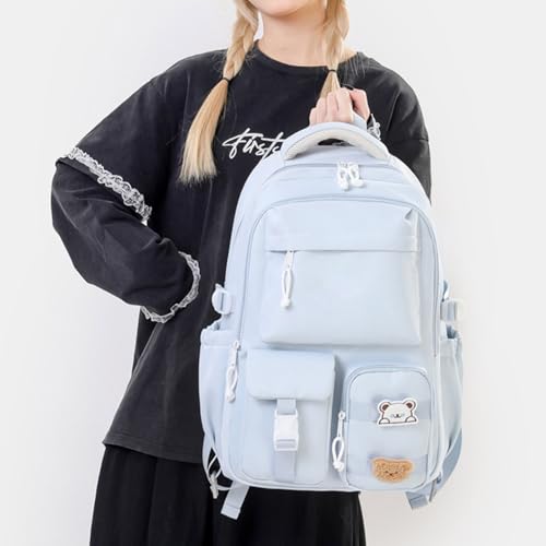 Mochila de estudiante impermeable con múltiples bolsillos y nailon resistente 5