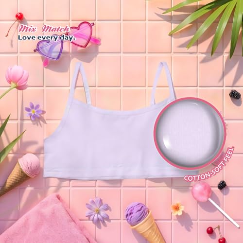 Tommy Bahama Girls Bralette 3-Pack - Soft, Breathable Cotton, Tag-Free Comfort, Training Sports Bra Set for Kids and Teens3