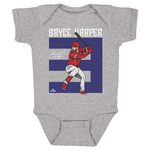 500 LEVEL Bryce Harper Baby Infant One Piece Bodysuit (12M, Heather Gray) - Bryce Harper Number B WHT