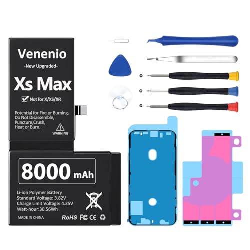 Venenio [8000mAh] Battery for iPhone Xs Max 2025 New Upgrade High Capacity Replacement Battery for iPhone Xs Max A1921 A2101 A2102 A2104 with Professional Replacement Tool Kits