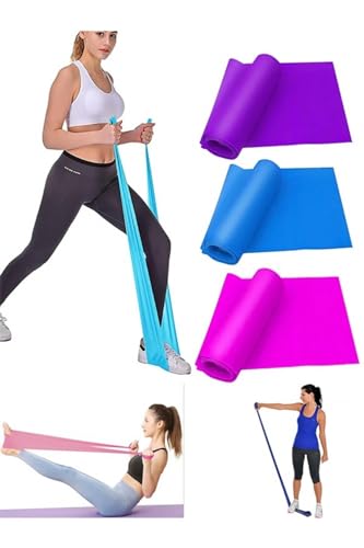 Pilates Direnç Lastiği Seti; 3 Adet, 90x7,5 cm, Farklı Dirençte