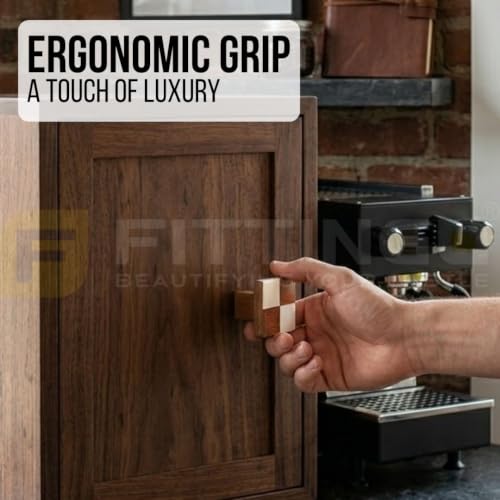 Image of 2 Piece Classic Wooden Knobs for Kitchen Cabinets, Dressers & Wardrobes | Solid Teak Wood Construction | Colour: Natural Wood | Size: 1.5 Inch-| 3 Years Warranty |