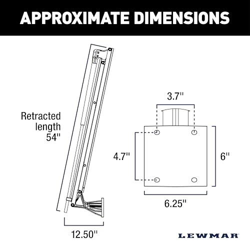 Image of Lewmar Vector 8' Manual Shallow Water Anchor, Pull Rope, Black, 69600947 | No Hoses, Pumps or Wires, Gas-Spring Fiberglass Spike, Powder-Coated Aluminum, Flexible Mounting, Boats Up to 22' or 3,000 lb
