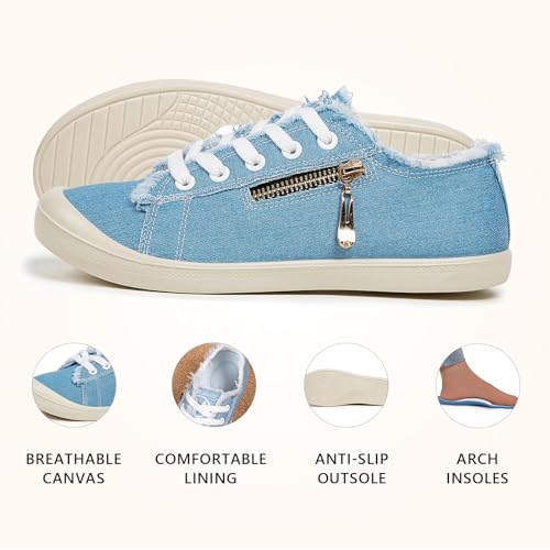 Women's Canvas Sneakers with Arch Support, Side Zipper Detail, Black and White, Distressed Style3