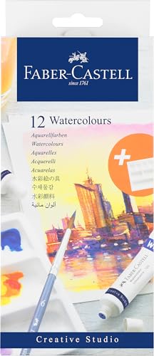 Faber-Castell 169612 Creative Studio - Acuarelas (12 tubos de 9 ml, incluye paleta de mezcla)