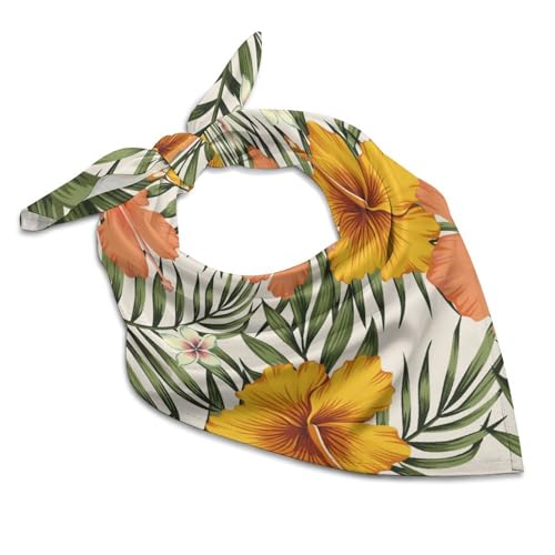 ducanll White 100% Silk Bandanas 4 Pcs, Cartoon Cute Sketch Style Flowers Small Square Scarfs 25